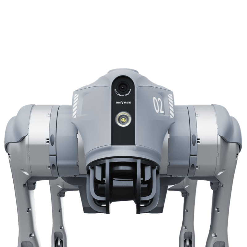 Front detail of the Unitree Go2 Pro showing the camera and front lamp